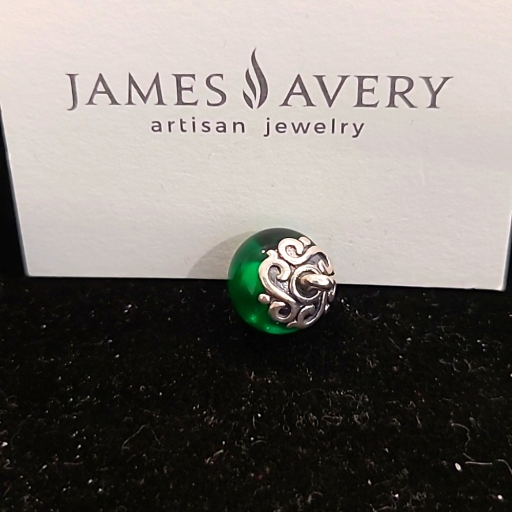 James Avery Green Art Glass with Sterling Silver Swirl Finial Retired